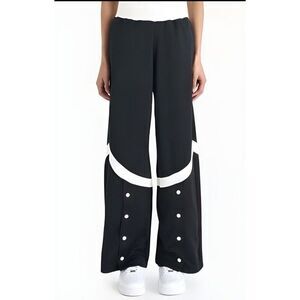Nike Jordan Heritage Snap Wide Led Pants Womens Small Black FB5119 010